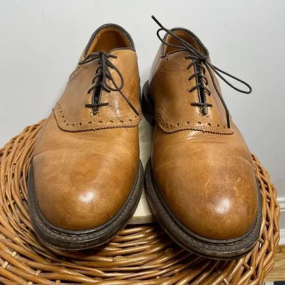 Allen Edmonds Shelton Walnut Rubber Sole Saddle Oxford Lace Up Dress Shoes 9.5 - Picture 2 of 8